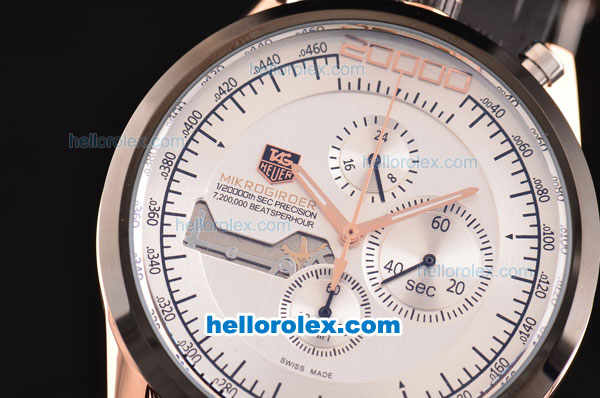 Tag Heuer Mikrogirder 2000 Chronograph Miyota Quartz Rose Gold Case with PVD Bezel and Silver Dial - Click Image to Close